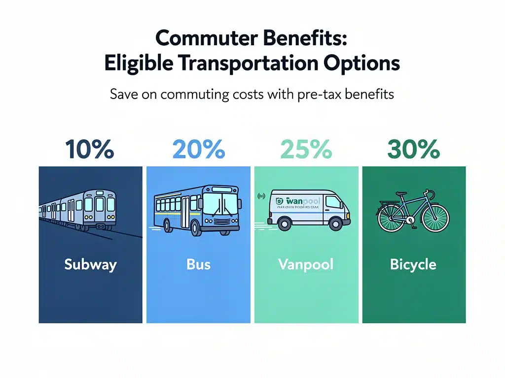 Infographic of eligible transportation modes for commuter benefits