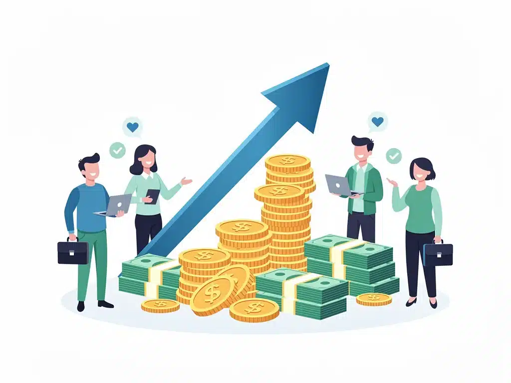 Graphic showing increased employee satisfaction and retention through financial benefits.