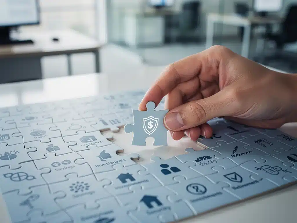 Puzzle pieces representing employee benefits fitting into financial security