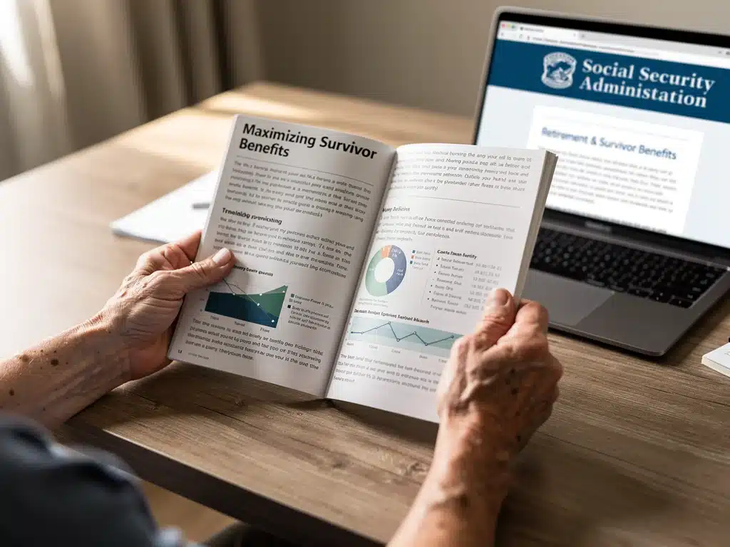 Financial advisor explaining survivor benefit maximization strategies to a client